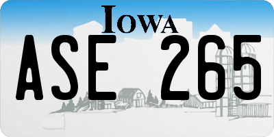 IA license plate ASE265