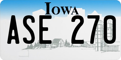 IA license plate ASE270