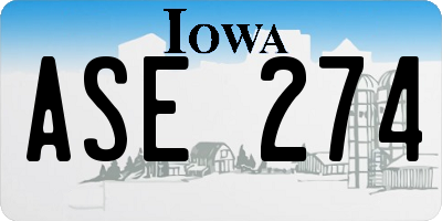 IA license plate ASE274