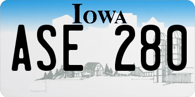 IA license plate ASE280