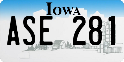IA license plate ASE281