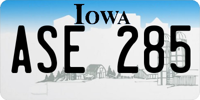 IA license plate ASE285