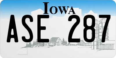 IA license plate ASE287