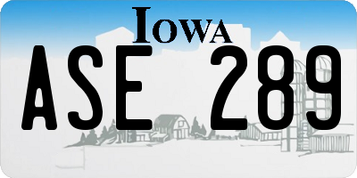 IA license plate ASE289