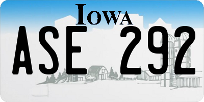 IA license plate ASE292