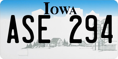 IA license plate ASE294