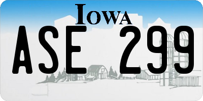 IA license plate ASE299