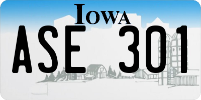IA license plate ASE301