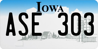 IA license plate ASE303