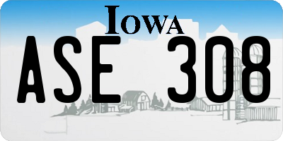 IA license plate ASE308