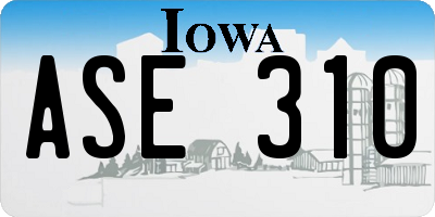 IA license plate ASE310