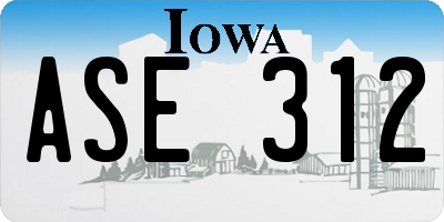 IA license plate ASE312