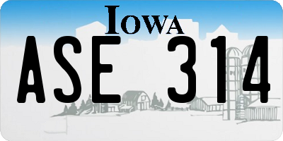 IA license plate ASE314