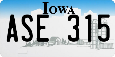 IA license plate ASE315