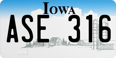 IA license plate ASE316