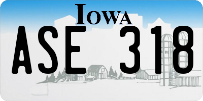 IA license plate ASE318