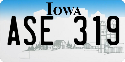 IA license plate ASE319