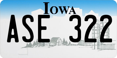 IA license plate ASE322