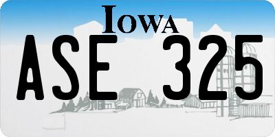 IA license plate ASE325