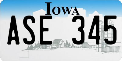 IA license plate ASE345