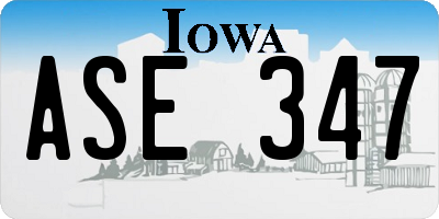 IA license plate ASE347