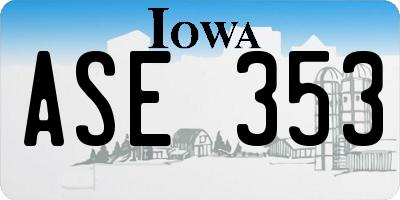 IA license plate ASE353