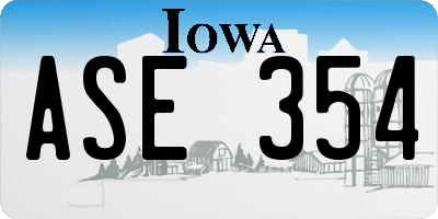 IA license plate ASE354