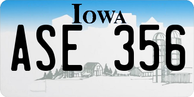IA license plate ASE356