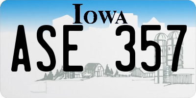 IA license plate ASE357