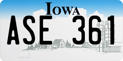 IA license plate ASE361