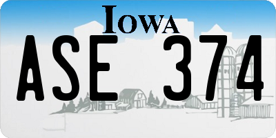 IA license plate ASE374