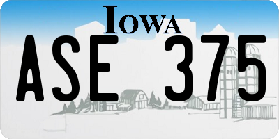 IA license plate ASE375