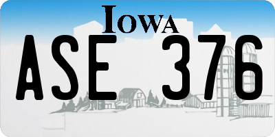 IA license plate ASE376