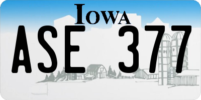 IA license plate ASE377