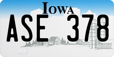 IA license plate ASE378