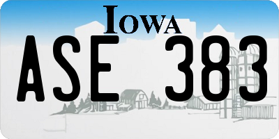 IA license plate ASE383