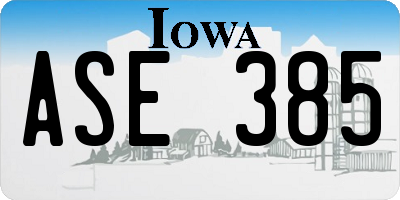 IA license plate ASE385