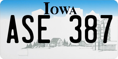 IA license plate ASE387