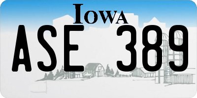 IA license plate ASE389