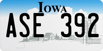 IA license plate ASE392