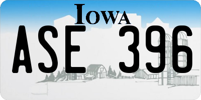 IA license plate ASE396