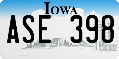 IA license plate ASE398