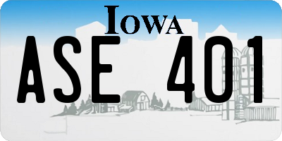 IA license plate ASE401