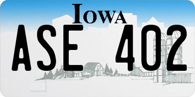IA license plate ASE402