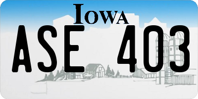 IA license plate ASE403