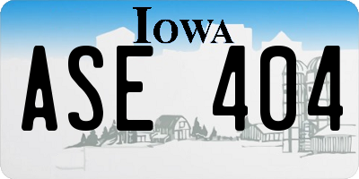 IA license plate ASE404