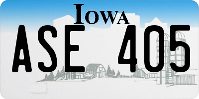 IA license plate ASE405