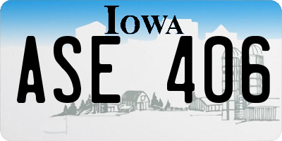 IA license plate ASE406