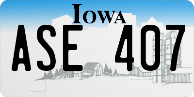 IA license plate ASE407