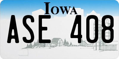 IA license plate ASE408